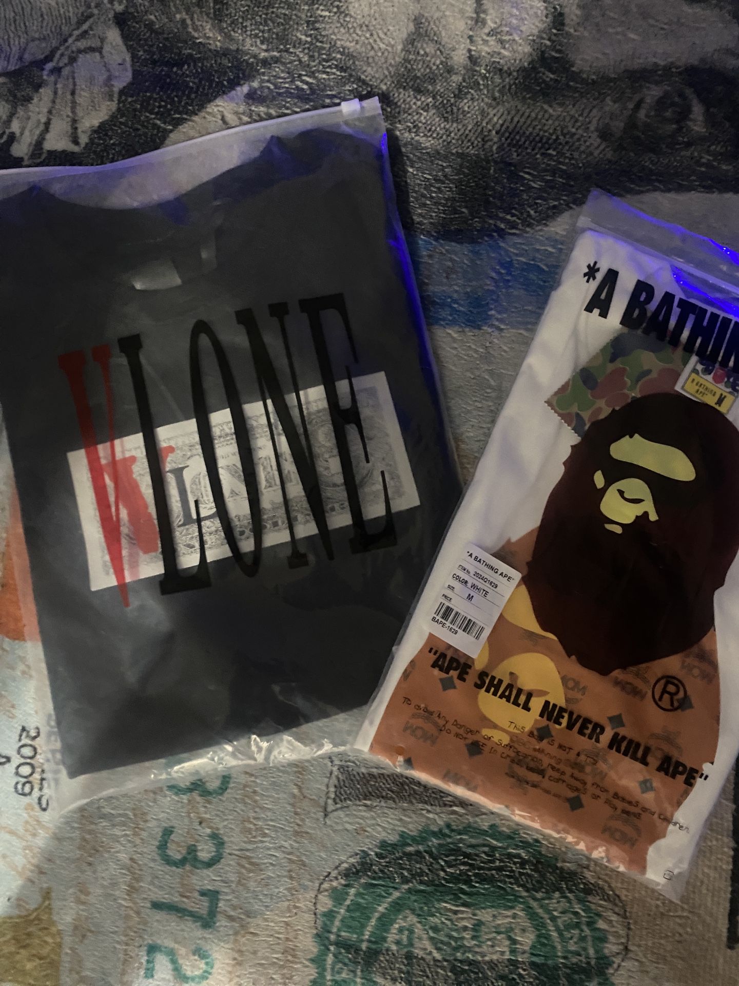 V-Lone T Shirt/MCM bathing Ape T Shirt both Size Medium