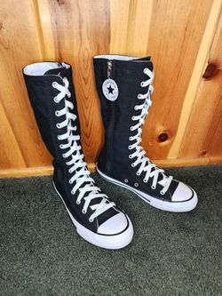 White converse top knee high boots
