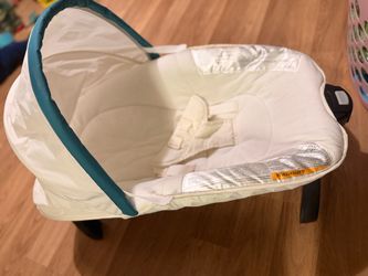 Portable Baby Lounger / Infant Seat Attachment with Canopy (White & Teal)