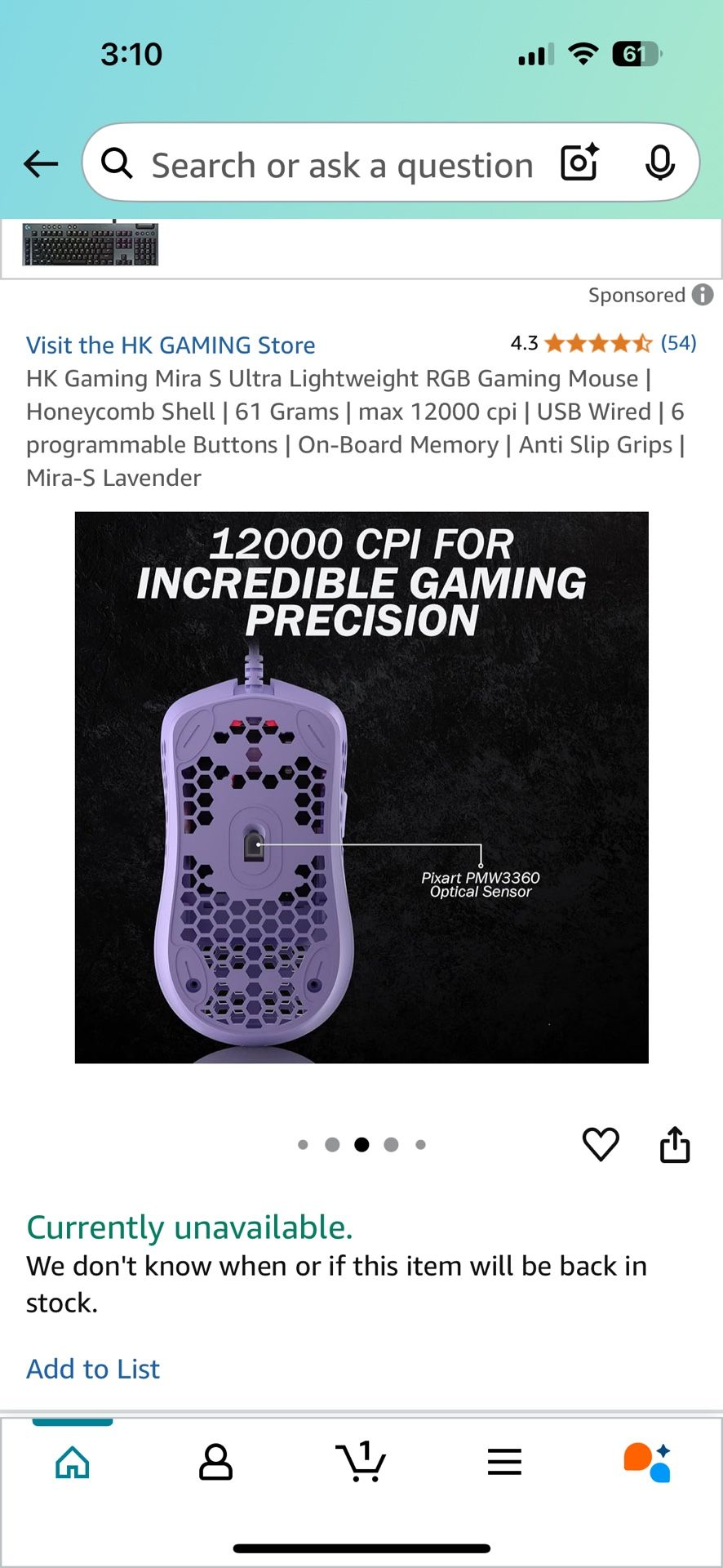 Lilac HK Gaming Mouse Mira-S