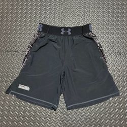 Under Armour Combine Training Shorts Lightweight Black Logo Abstract Mens Large
