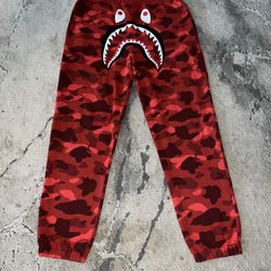 Bape Red Camo Shark Sweat Pants🩸