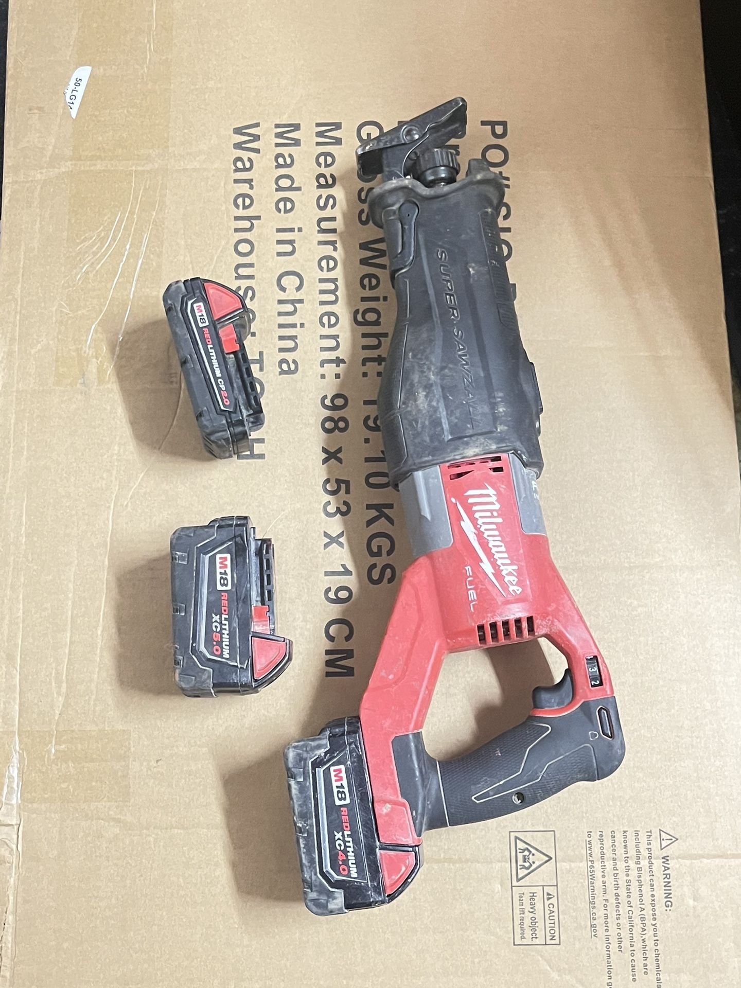 Milwaukee Fuel Sawzall with 3 Batteries
