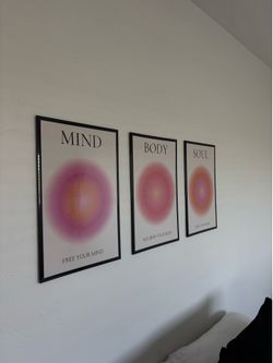 Set of 3 Mind Body Soul Framed Aura Posters