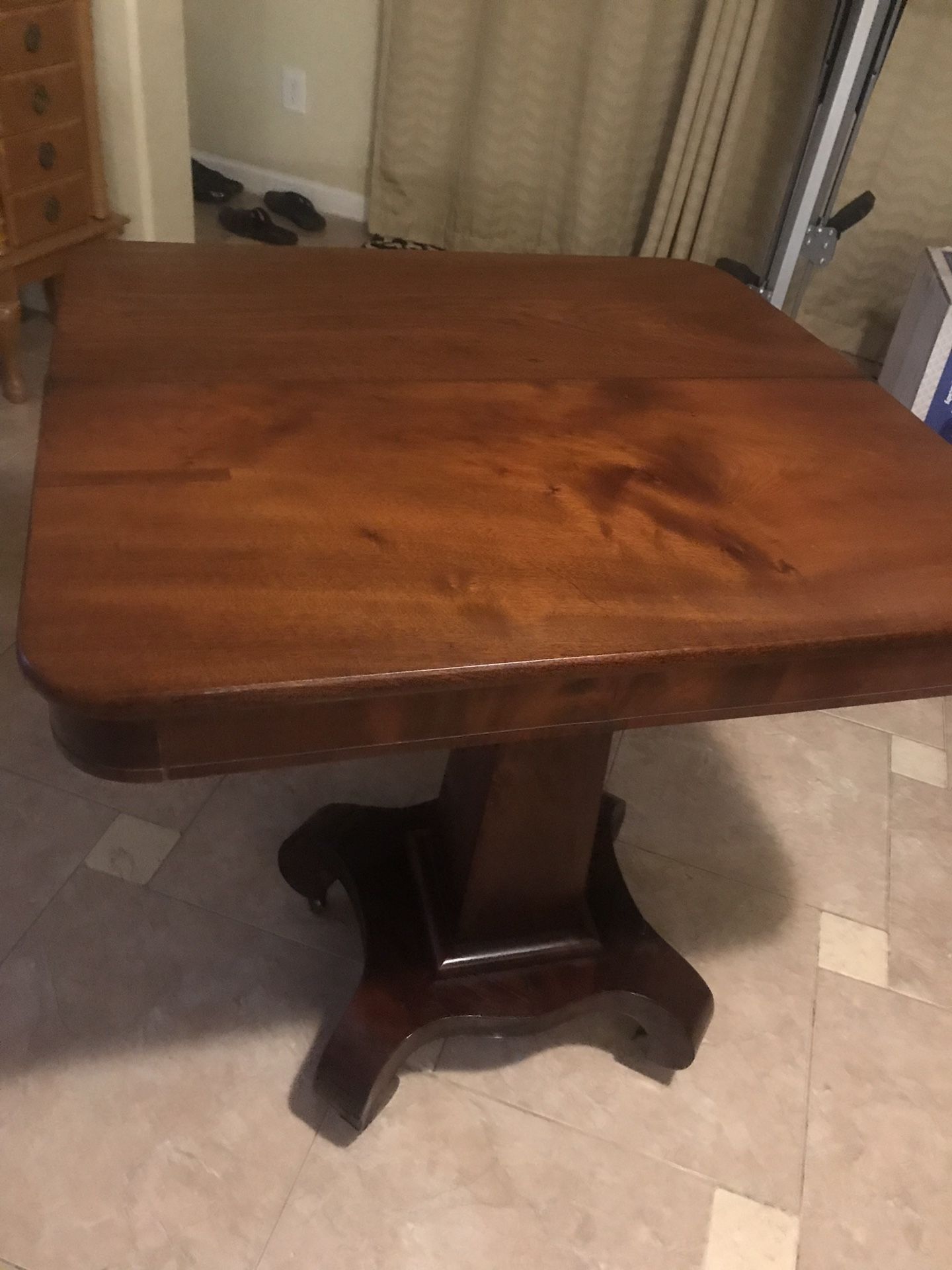 ANTIQUE BI FOLD TABLE WITH WHEELS VERY GOOD CONDITION