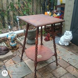 Victorian Antique Parlor Table with Bobbin Legs - Two Tier- 30 inches Tall