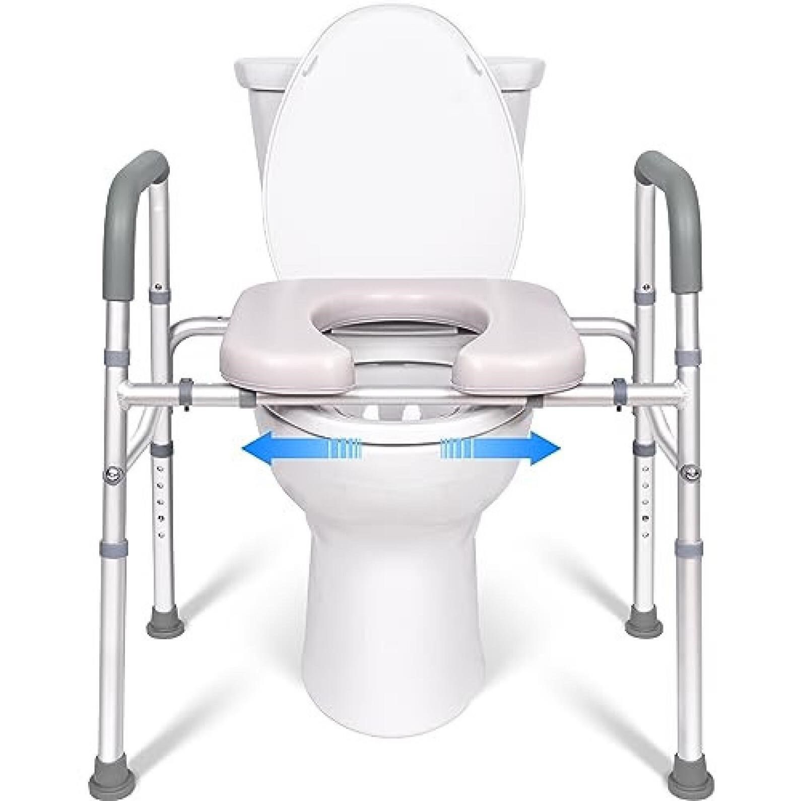 LimLuc Raised Toilet Seat with Handles, Width and Height Adjustable Raised Toilet Seat with Arms