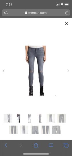 All Saints Like New Grace Destroyed Skinny Jeans 24 25