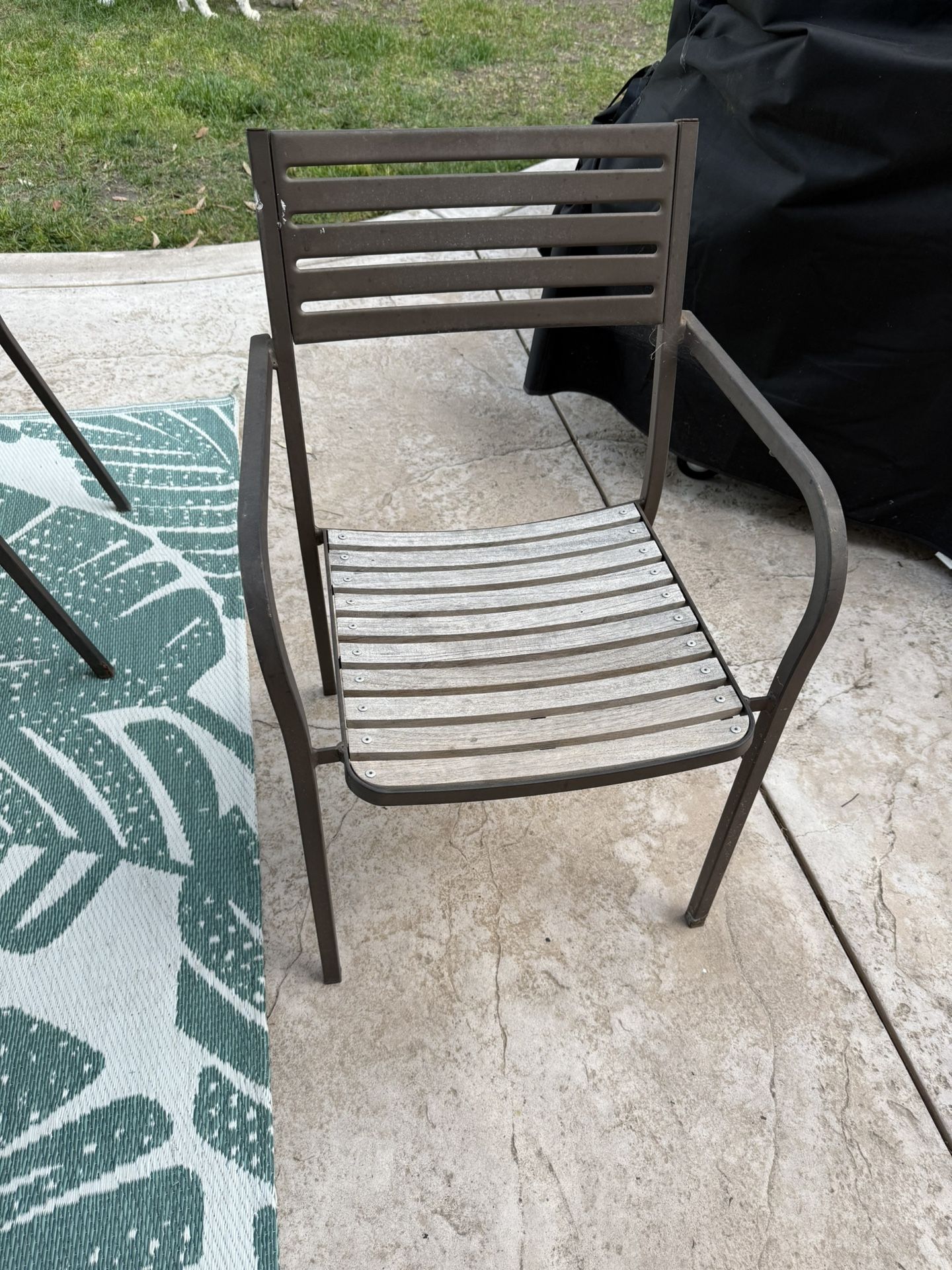 8 Stackable Teak And Metal Outdoor Chairs - Restore & Save!