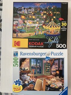 Two 500 Piece Puzzles For $15 LIKE NEW