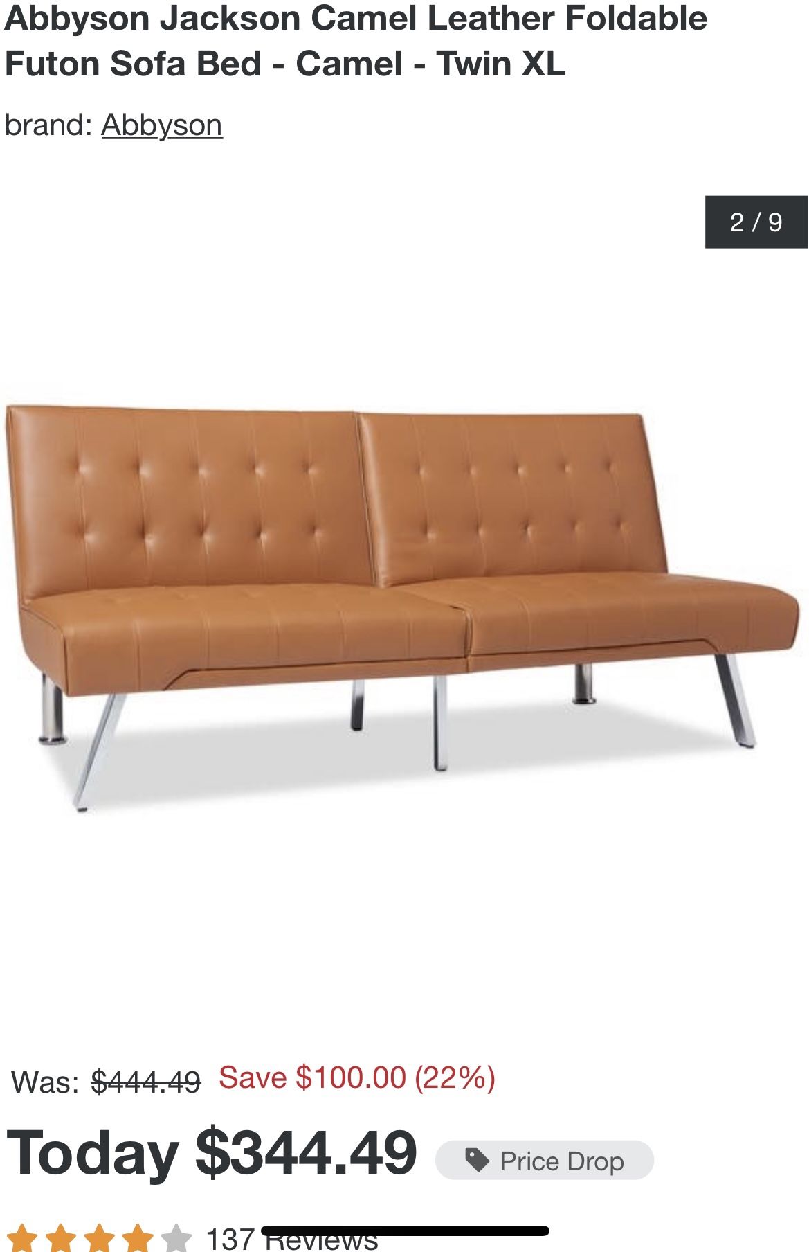 Futon Sofa Bed Brown For $100