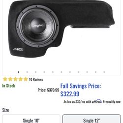 Single 12" 800W Max Power Loaded Subwoofer Enclosure Compatible with 2010-2024 Toyota 4Runner Vehicles