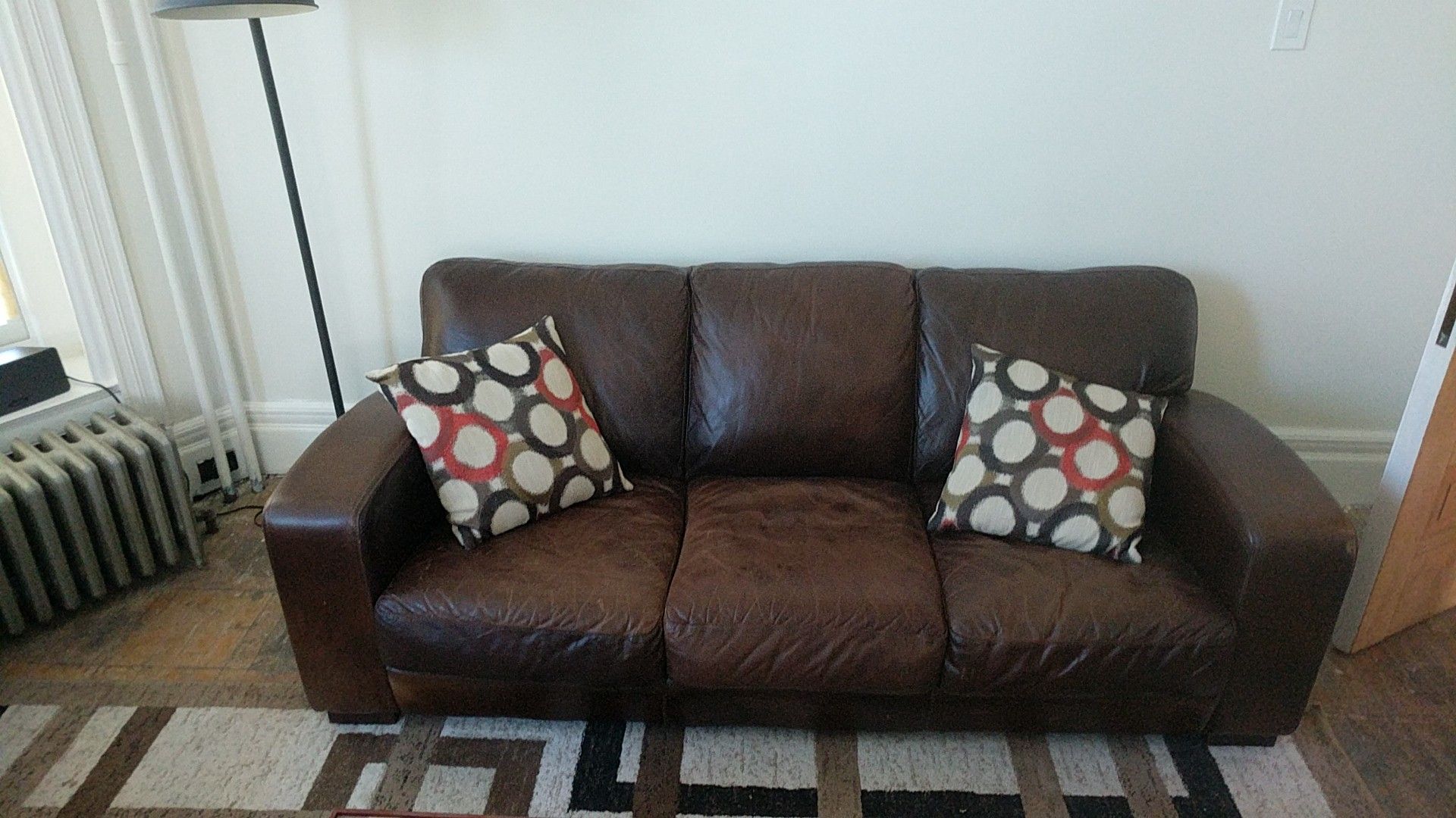 Brown leather sofa