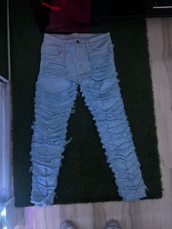 Blue stacked jeans