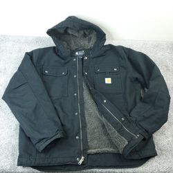 Carhartt Relaxed Fit Washed Duck Sherpa Lined Utility Jacket Black,
Mens size Large,
Bartlett jacket
,Workwear