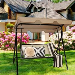 3-Person Metal Frame Patio Porch Swing 