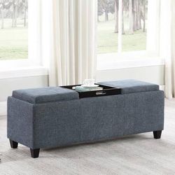 Teal Upholstered Seating Bench! Table In The Middle! Lowest Prices Ever!