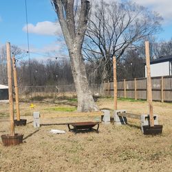4 4x4 post  barrel planters 2 cylinder 4x4 post benches $300 for everything