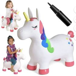 Fun Little Toys PVC Hopping Horse, Outdoor & Indoor Hopping Unicorn Toys for Kids