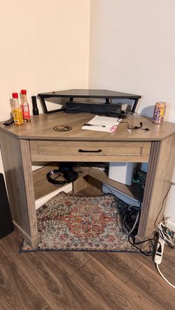 Gray corner desk