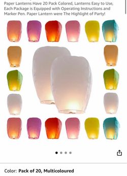 Sky Lanterns 10 Pack Multicolored