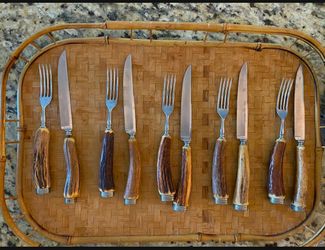 Fork/Knife Set of 5 Stag antler handles.