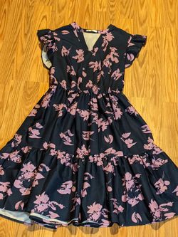 Dark blue dress with flowers