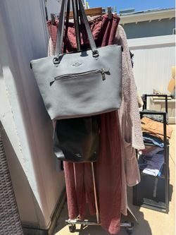 Gray Coach purse matching wallet