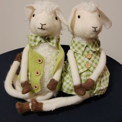 Adorable Spring Lamb Couple - Felt & Gingham Easter Decor