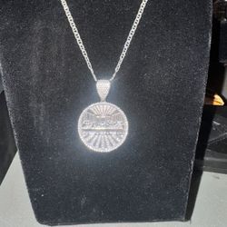 Solid .925 Sterling Silver Chain And Pendent With 2 Karat Vvs1 Last Supper Pendent