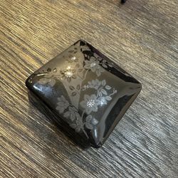 This is a Russ Berrie & Co Inc. 5050 glass ring dish made in Japan.