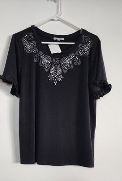 NWT Women's Balck Short Sleev Top Size XL