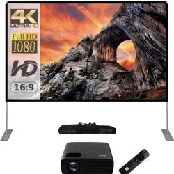 RCA, 1080P Home Theater Projector Combo, with Portable Outdoor /indoor Projector Screen with Stand 100 in