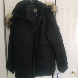 VINCE CAMUTO BLACK HOODED COAT