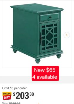 ✨️ Martin Svensson Home Elegant 16 in. Antique Teal- Green Rectangle Wood Chairside End Table with Power #1751