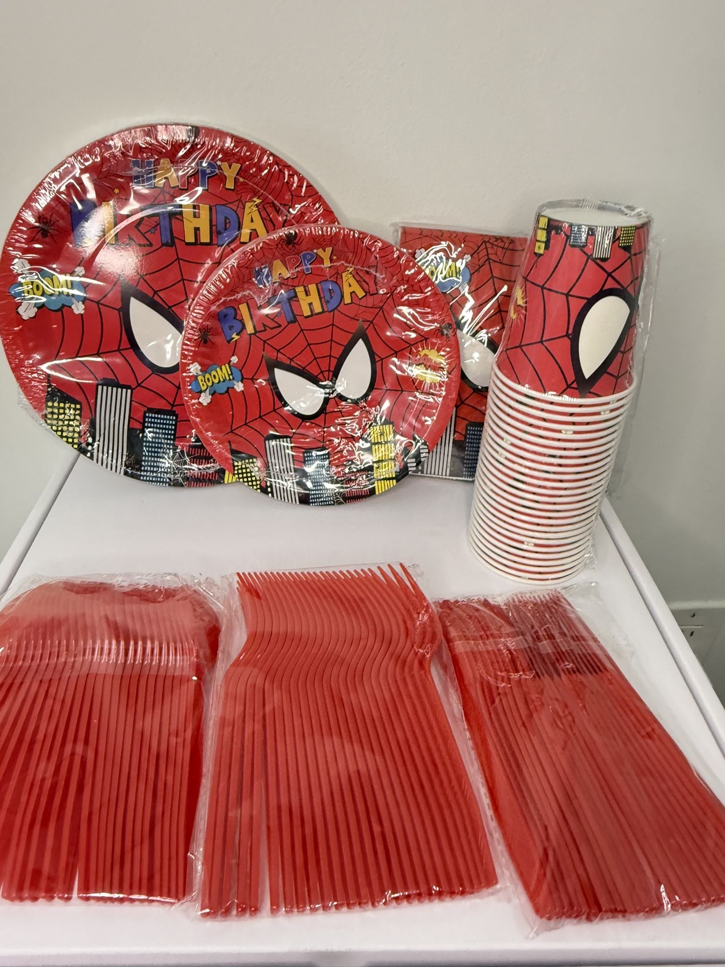 Spider-Man Birthday For 25 people Birthday Party Supplies Kids Paper Plates Napkins Cup