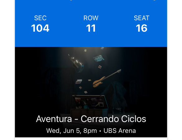 Aventuras Cerrando Cieols Concert Ticket