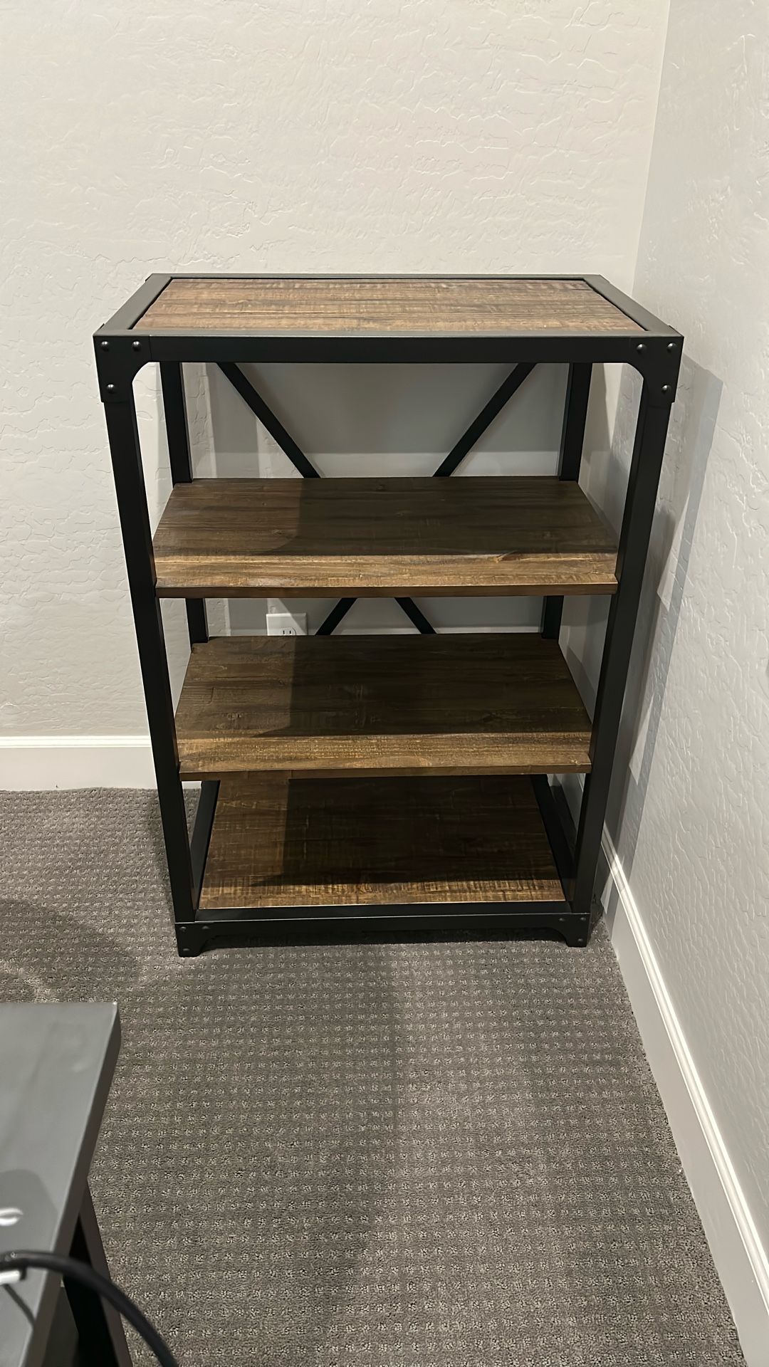 Excellent 4 Shelf Wood And Steel Metal Accent Bookcase Shelving