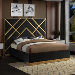 Vector Velvet Black Queen Bed

