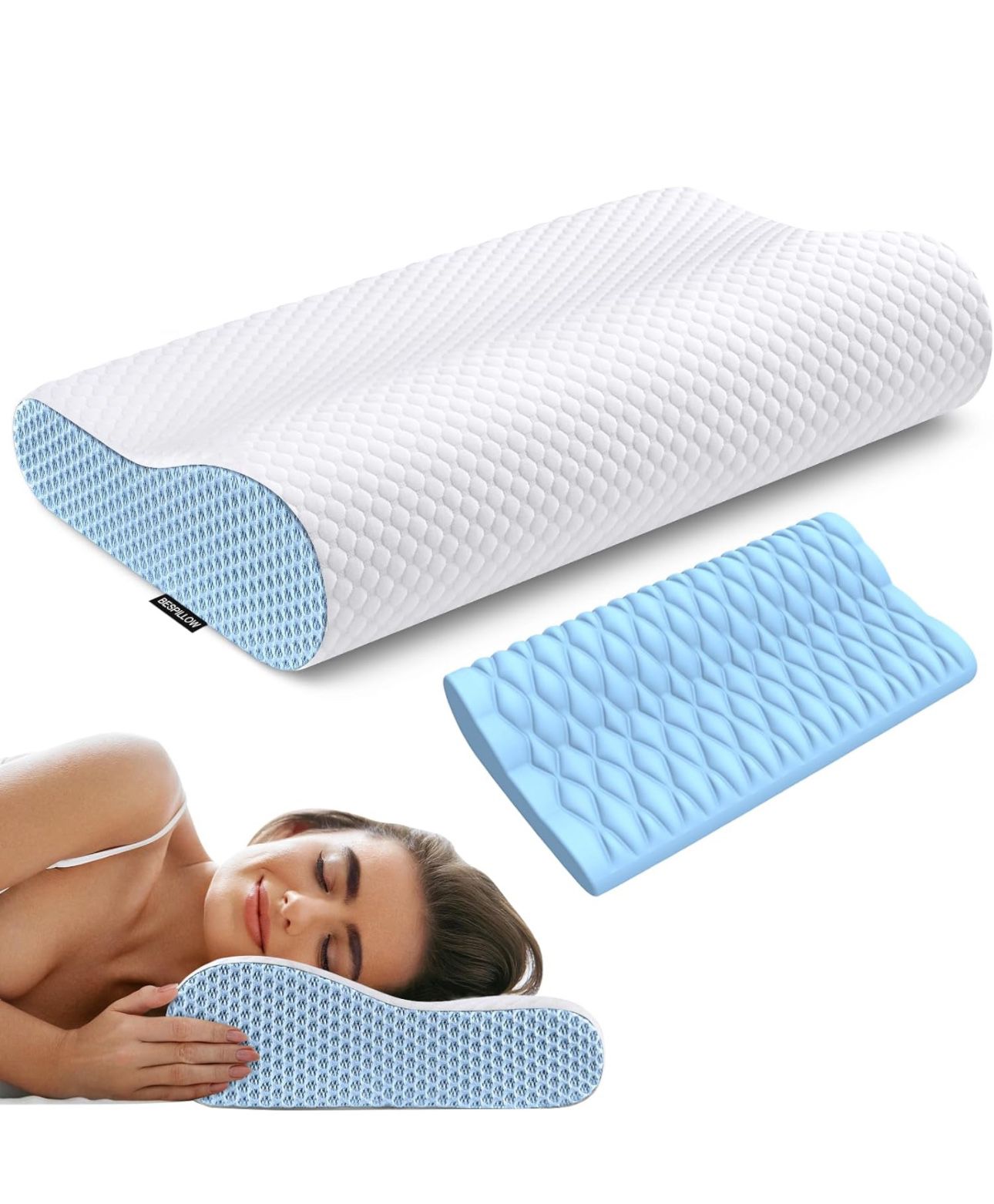 Cervical Neck Pillow for Pain Relief, Memory Foam Pillows for Sleeping, Ergonomi
