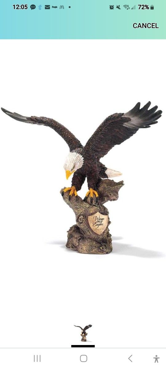 Flying Eagle Bronze Finish Resin Stone Figurine