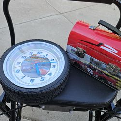 Nascar clock and lunchbox. Chandler