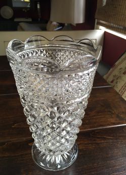 Heavy clear glass vase
