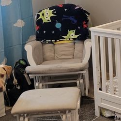 Gray And White Rocking Chair