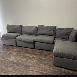Grey Sectional Couch With Ottoman