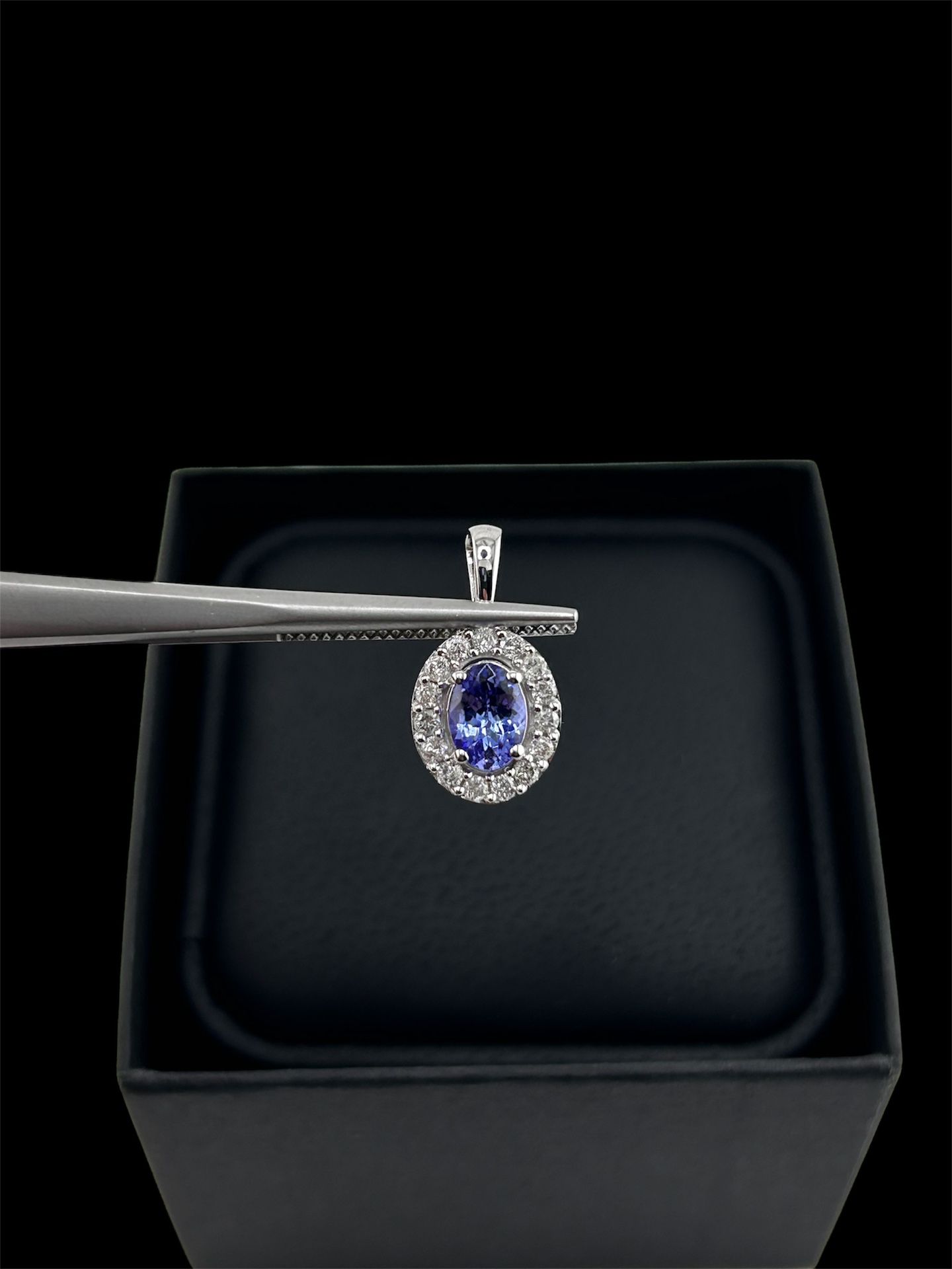 Tanzanite and Lab-Grown Diamond Pendant In 14k White Gold
