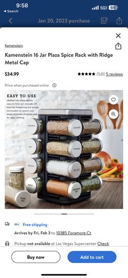 Kamenstein 16 Jar Plaza Spice Rack with Ridge Metal Cap