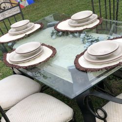 Dining Room Set Of 7 (tableland 6 Chairs) Heavy Iron 