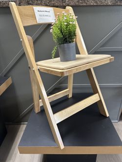 Brand New Solid Wood Folding Chairs - Padded Seat (Natural Wood)