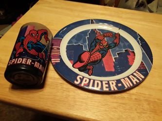 Kids spiderman plate and cup